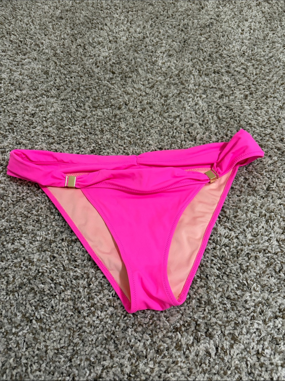 Victoria's Secret Neon Pink Bikini Bottoms with Gold Hardware
